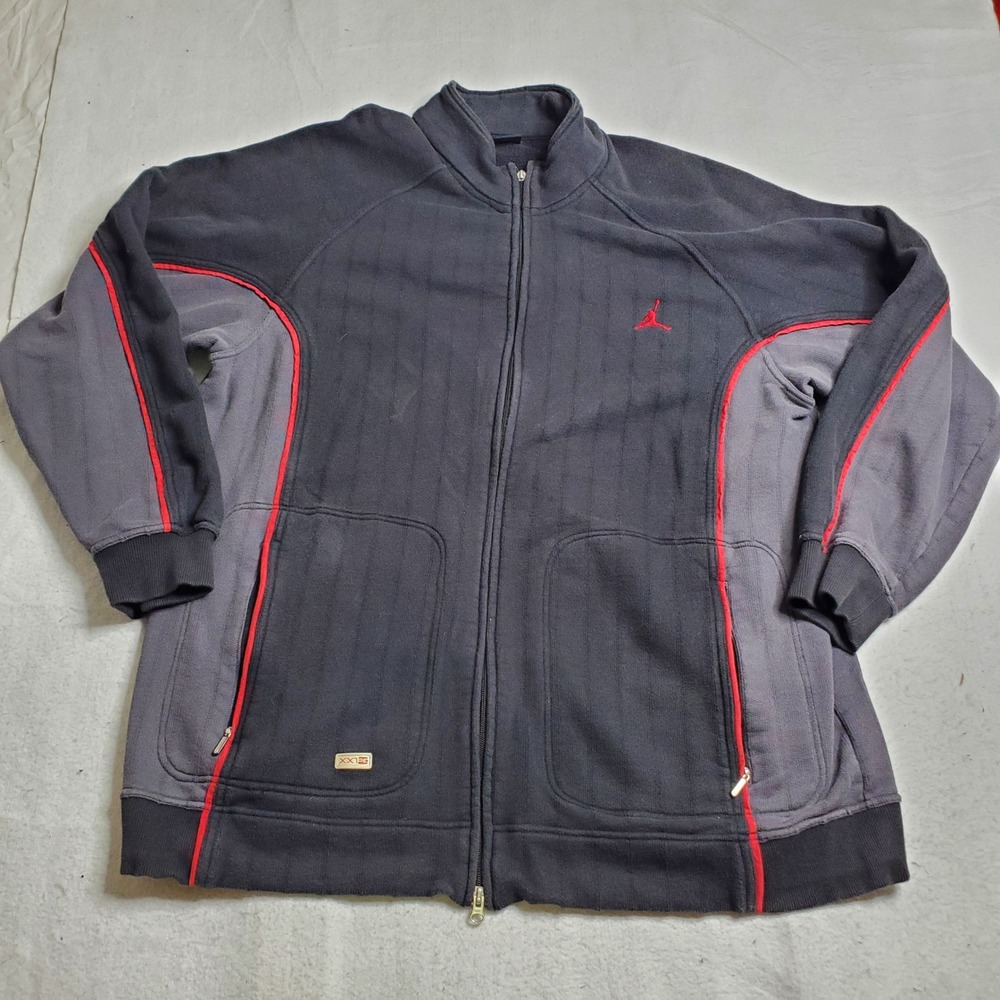 Jordan Mens Full Zip Track Jacket Black Grey Red Colorblock 3XL